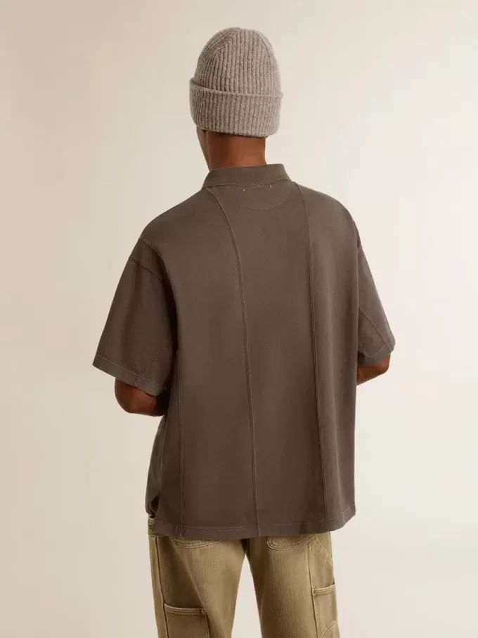 Polo de algodón para hombre en gris antracita con bordado