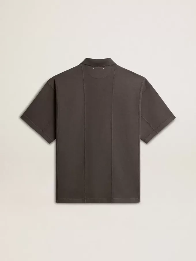 Polo de algodón para hombre en gris antracita con bordado