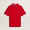Polo de hombre en piqué de algodón rojo