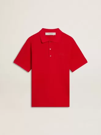 Polo de hombre en piqué de algodón rojo