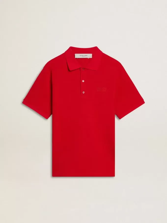Polo de hombre en piqué de algodón rojo
