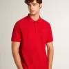 Polo de hombre en piqué de algodón rojo