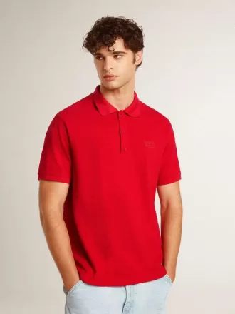 Polo de hombre en piqué de algodón rojo