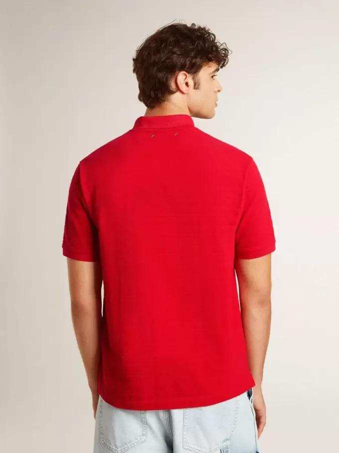 Polo de hombre en piqué de algodón rojo