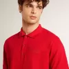 Polo de hombre en piqué de algodón rojo