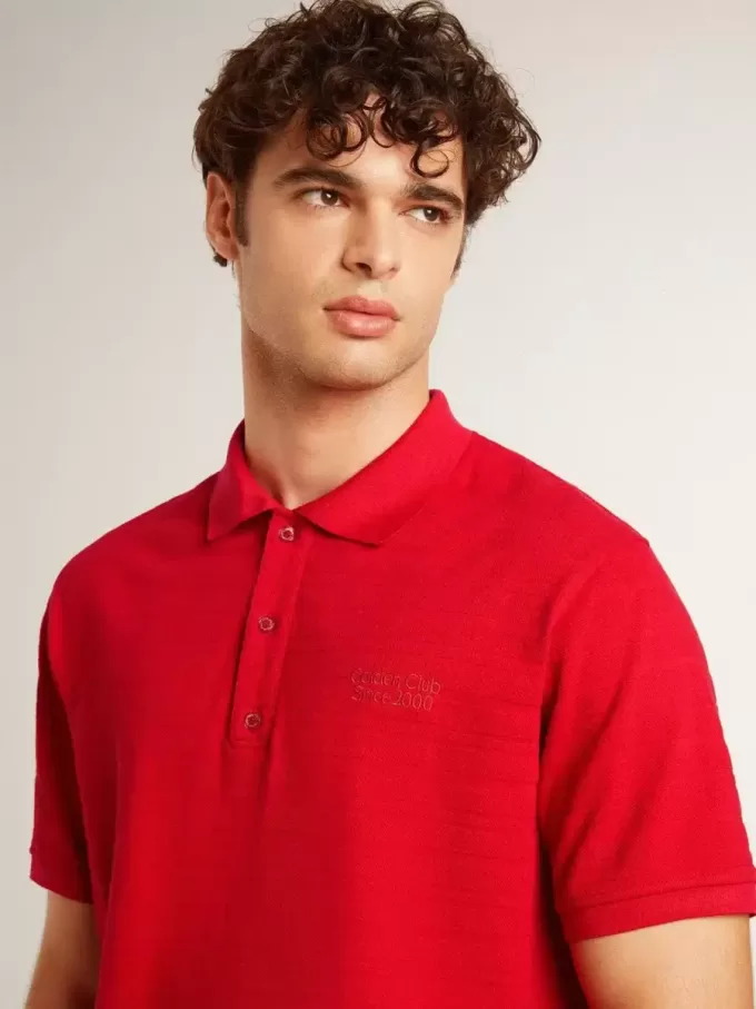 Polo de hombre en piqué de algodón rojo