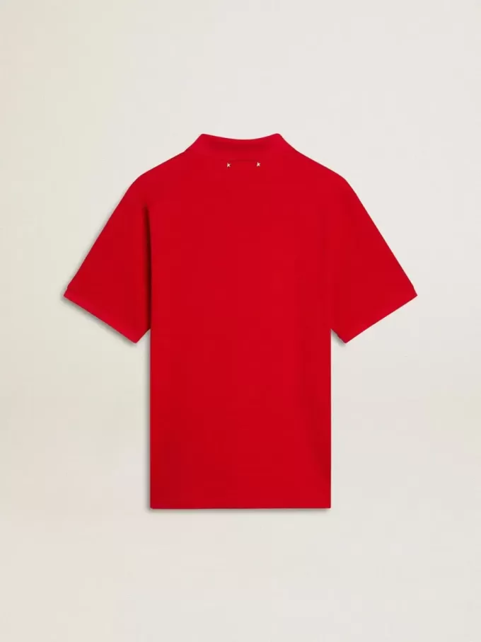 Polo de hombre en piqué de algodón rojo