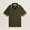 Polo de jersey verde militar para hombre con bordado