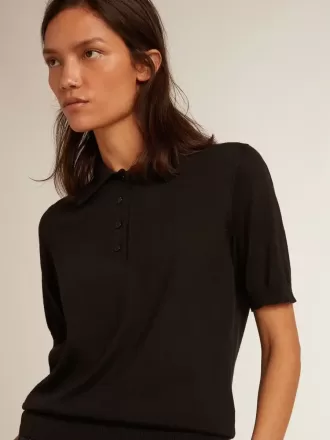 Polo de mujer en lana merino negra