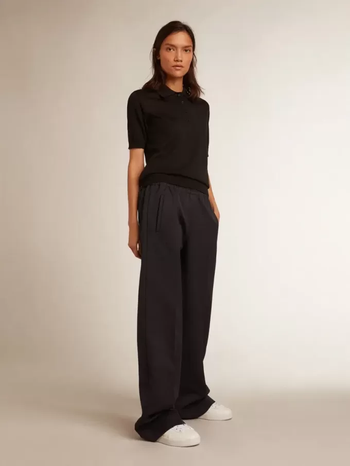 Polo de mujer en lana merino negra