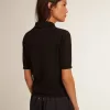 Polo de mujer en lana merino negra