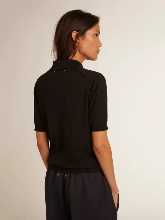 Polo de mujer en lana merino negra