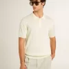 Polo de punto jacquard blanco para hombre