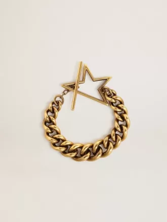 Pulsera con cadena decreciente en oro antiguo y cierre en forma de estrella