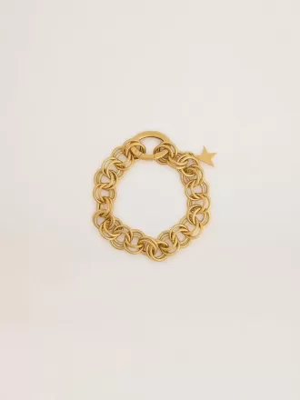 Pulsera de cadena tejida en color oro antiguo con cierre en forma de estrella