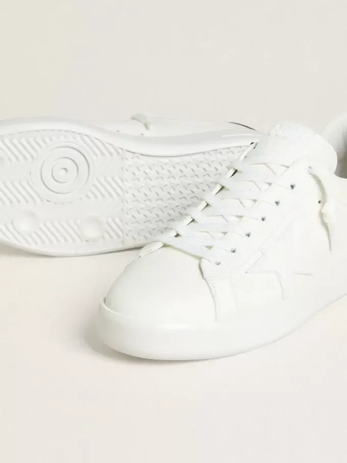 Purestar para hombre con estrella de cuero blanco y lengüeta del talón de cuero con estampado de cocodrilo burdeos