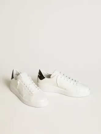 Purestar para hombre con estrella de cuero y lengüeta del talón de charol negro