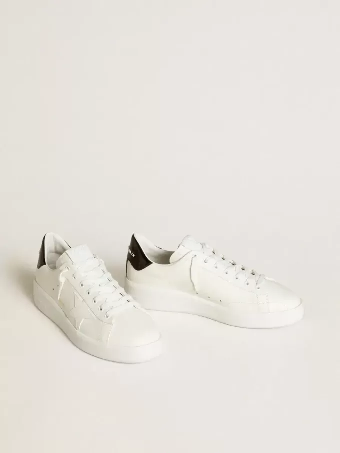 Purestar para hombre con estrella de cuero y lengüeta del talón de charol negro