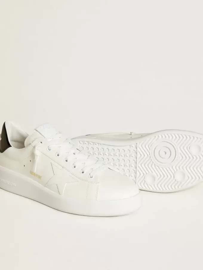 Purestar para hombre con estrella de cuero y lengüeta del talón de charol negro