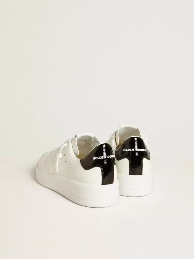 Purestar para hombre con estrella de cuero y lengüeta del talón de charol negro