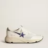 Running Sole en piel blanca y malla con estrella de piel laminada azul