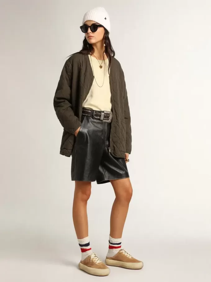 Sabot Space-Star para mujer en ante color tabaco con estrella perforada