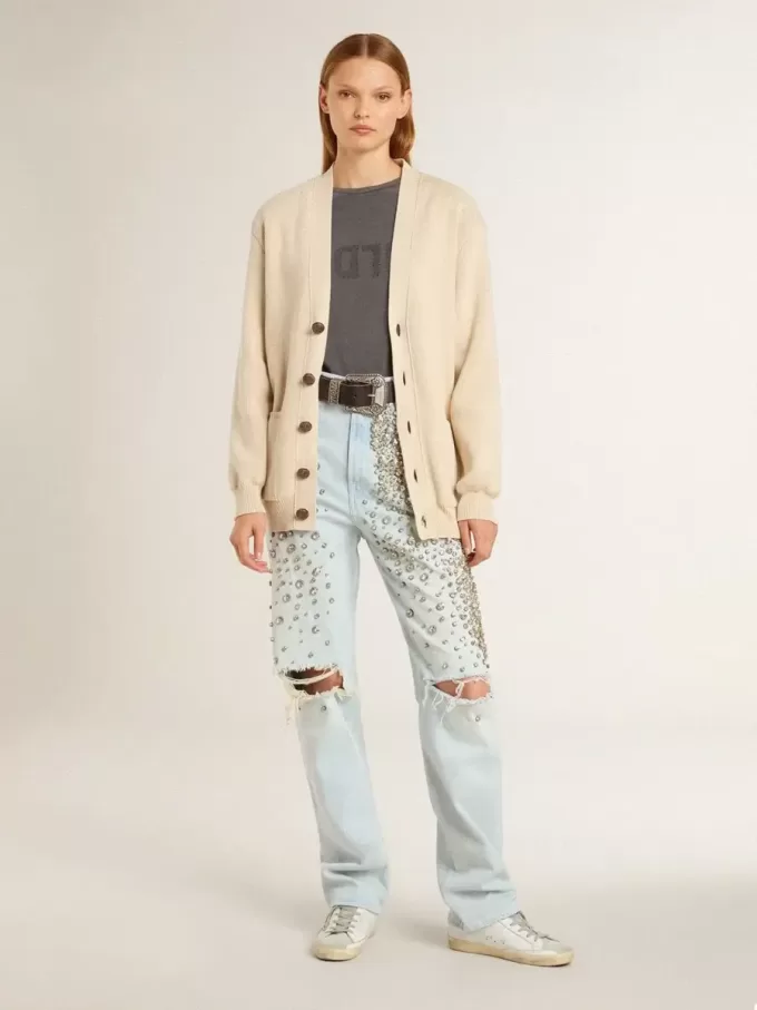 Sabot Super-Star con estrella brillante de platino y lengüeta de ante.