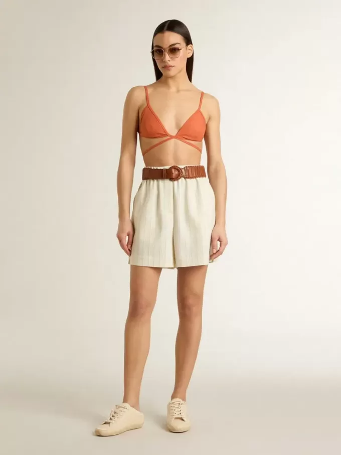 Sabot Super-Star para mujer en lona beige con abalorios bordados y estrella de ante beige