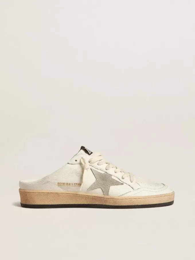 Sabots Ball Star en piel napa con estrella de ante gris hielo