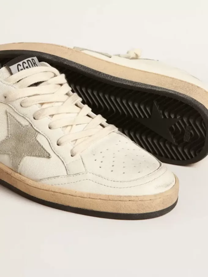 Sabots Ball Star en piel napa con estrella de ante gris hielo