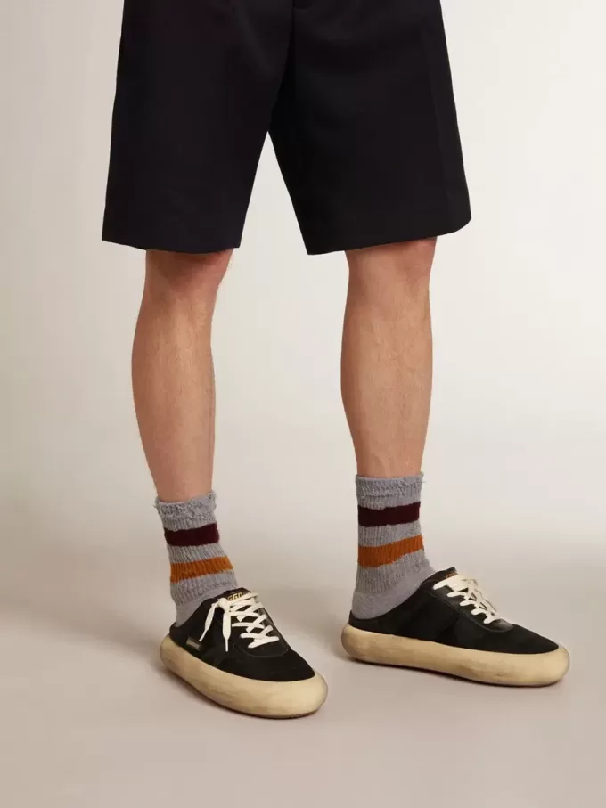 Sabots Space-Star para hombre en nailon negro con estrella de cuero negro Sabots Space-Star para hombre en nailon negro con estrella de cuero negro