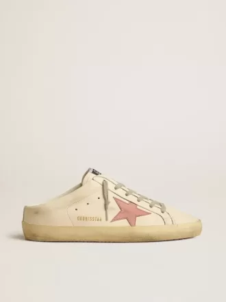 Sabots Super-Star para mujer en napa con estrella de cuero rosa