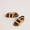 Sandalias Junior Noa en rafia beige y cuero marrón