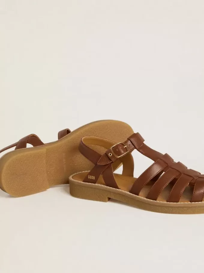 Sandalias Maxime Junior en piel marrón