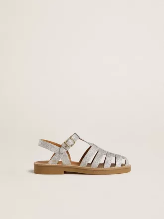Sandalias Maxime Junior en plata con microglitter