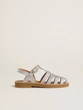 Sandalias Maxime Young en plata con microglitter