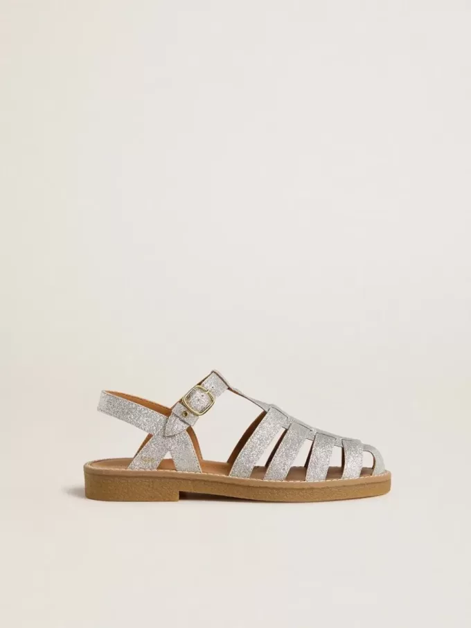 Sandalias Maxime Young en plata con microglitter