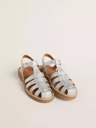 Sandalias Maxime Young en plata con microglitter