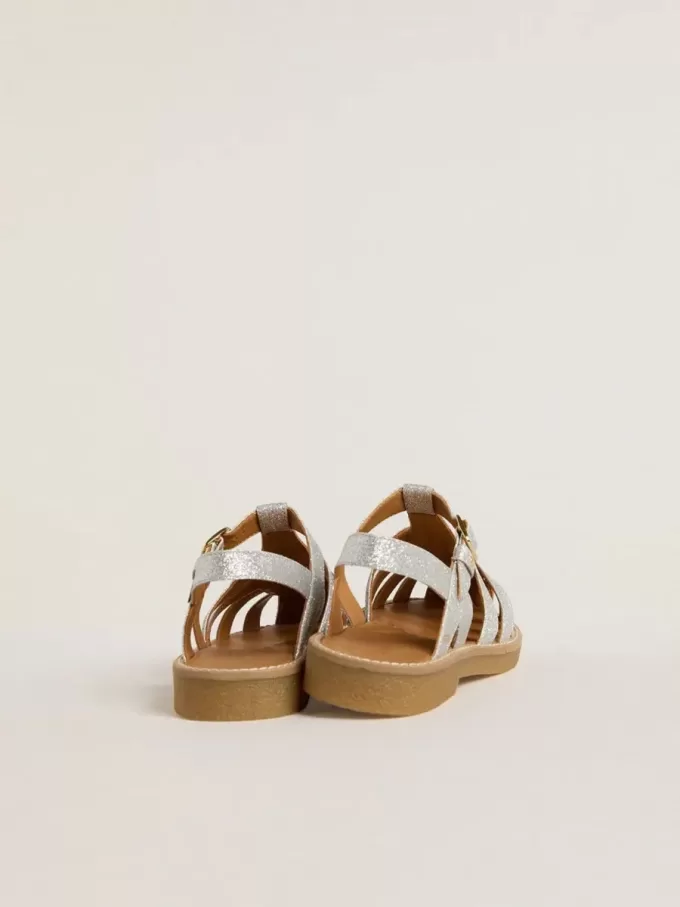 Sandalias Maxime Young en plata con microglitter