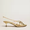 Sandalias Nico con tacón bajo en piel metalizada dorada Sandalias Nico con tacón bajo en piel metalizada dorada