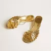 Sandalias Nico con tacón bajo en piel metalizada dorada Sandalias Nico con tacón bajo en piel metalizada dorada