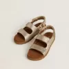 Sandalias Noa Junior en microbrillo y piel platino