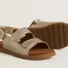 Sandalias Noa Junior en microbrillo y piel platino