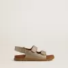 Sandalias Noa Young en microbrillo y piel platino