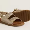 Sandalias Noa Young en microbrillo y piel platino