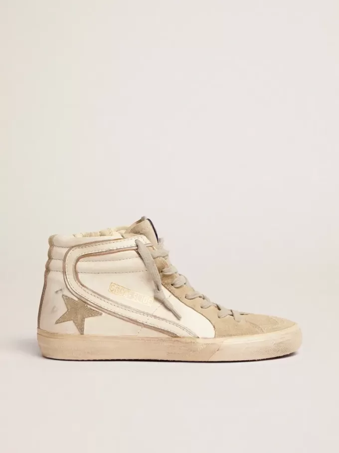 Sandalias para mujer con estrella de ante gris hielo y destello blanco