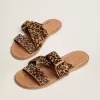 Sandalias planas Margaret para mujer en piel de potro con estampado de leopardo