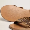 Sandalias planas Margaret para mujer en piel de potro con estampado de leopardo