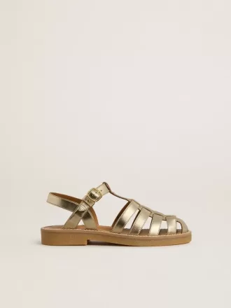 Sandalias Young Maxime en piel metalizada dorada