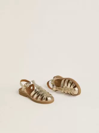 Sandalias Young Maxime en piel metalizada dorada